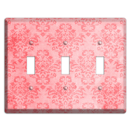 Rose Bud Soft Coral 3 Toggle Wallplate