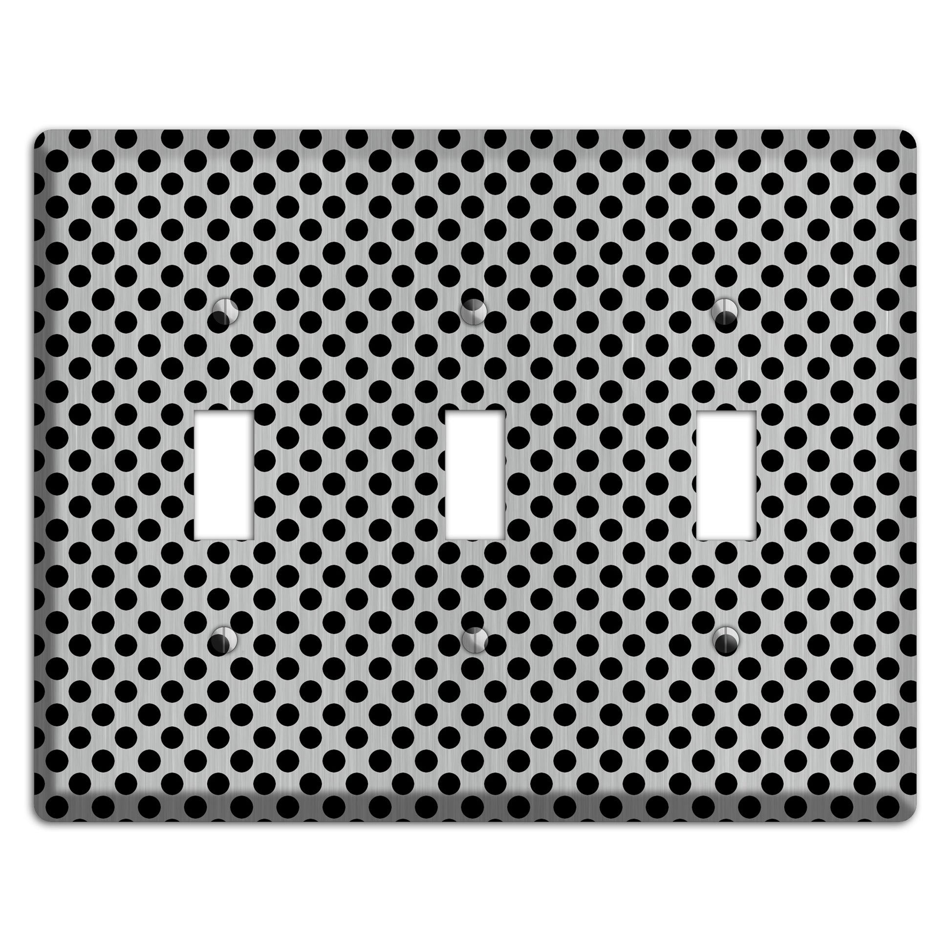 Packed Small Polka Dots Stainless 3 Toggle Wallplate