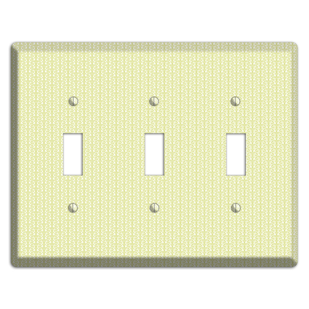 Olive Tiny Toile Half Drop 3 Toggle Wallplate