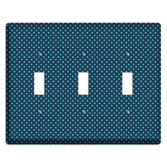 Multi Blue Tiny Polka Dots 3 Toggle Wallplate