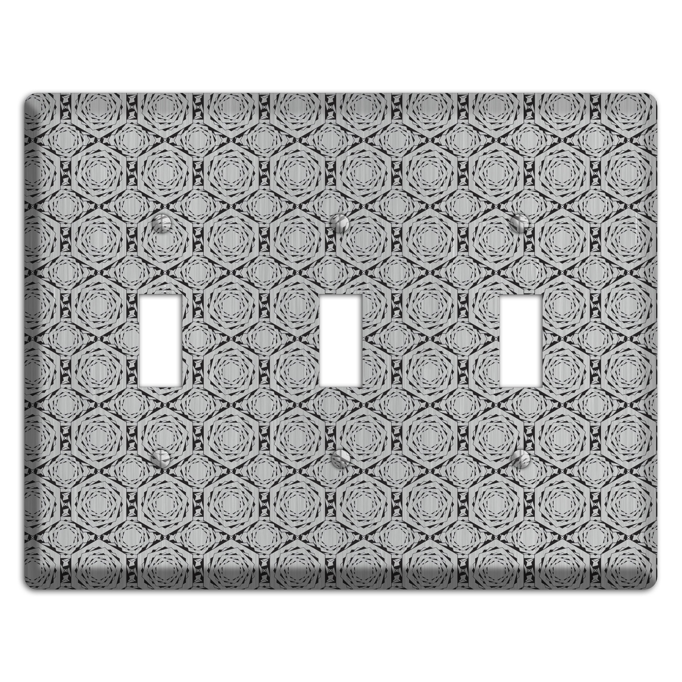 Overly Hexagon Rotation  Stainless 3 Toggle Wallplate