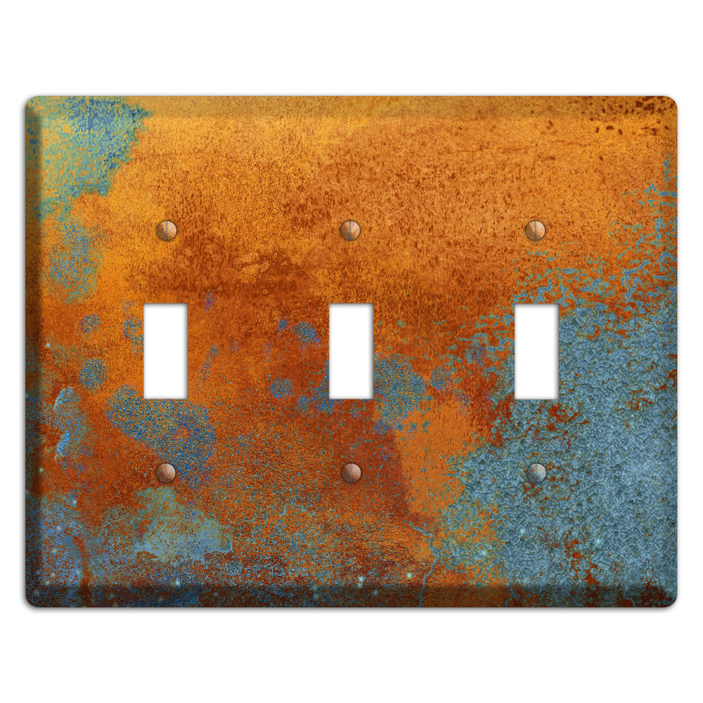 Antique Copper with Blue 3 Toggle Wallplate