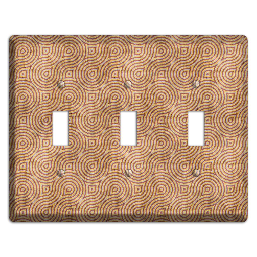 Beige and Red Swirl 3 Toggle Wallplate