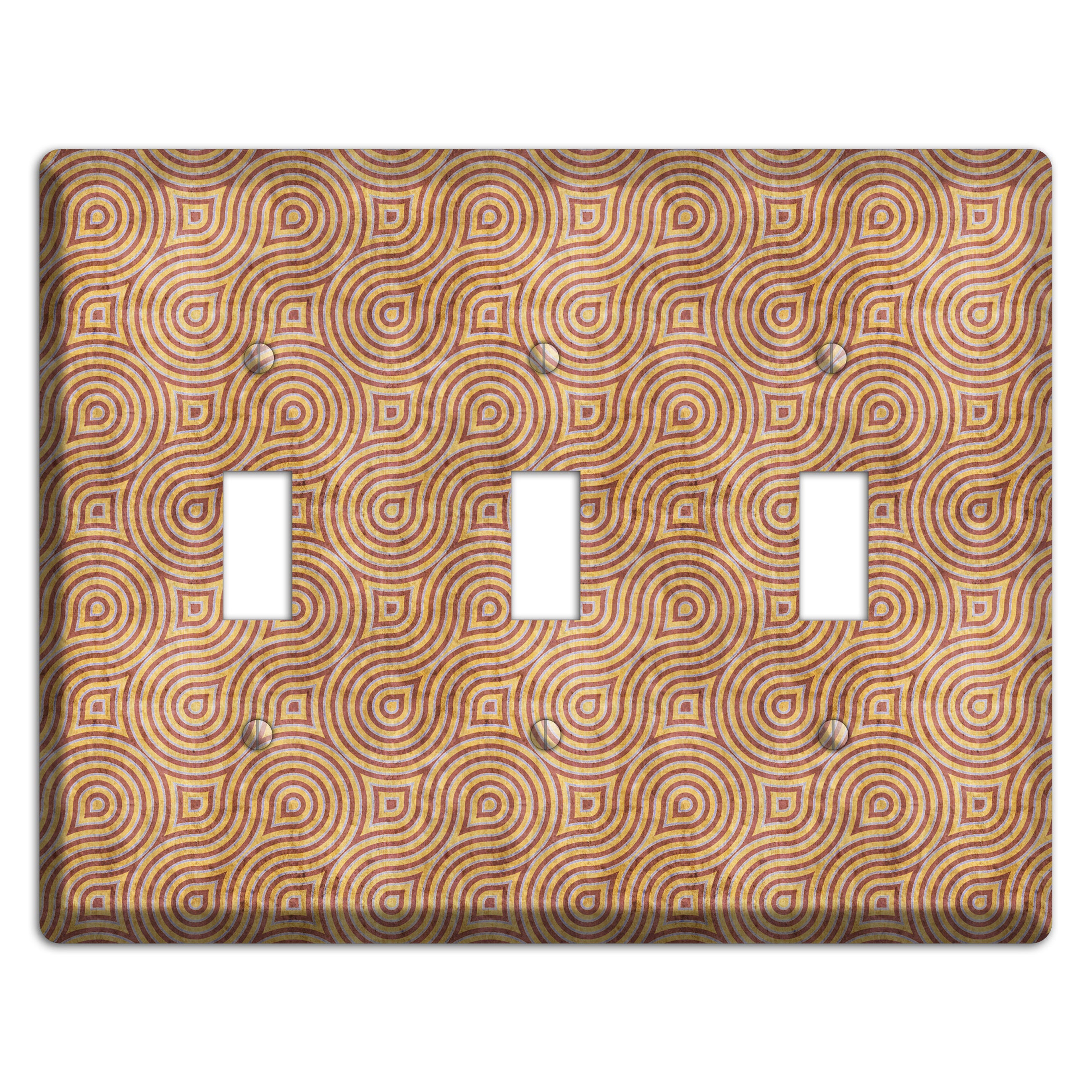 Beige and Red Swirl 3 Toggle Wallplate
