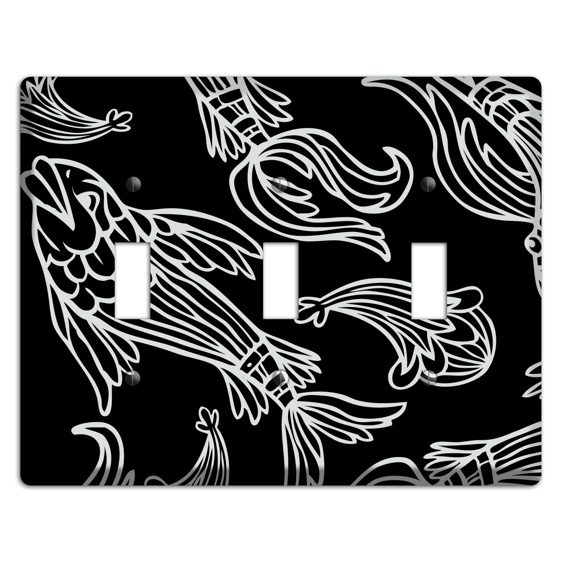 Black and White Koi 3 Toggle Wallplate
