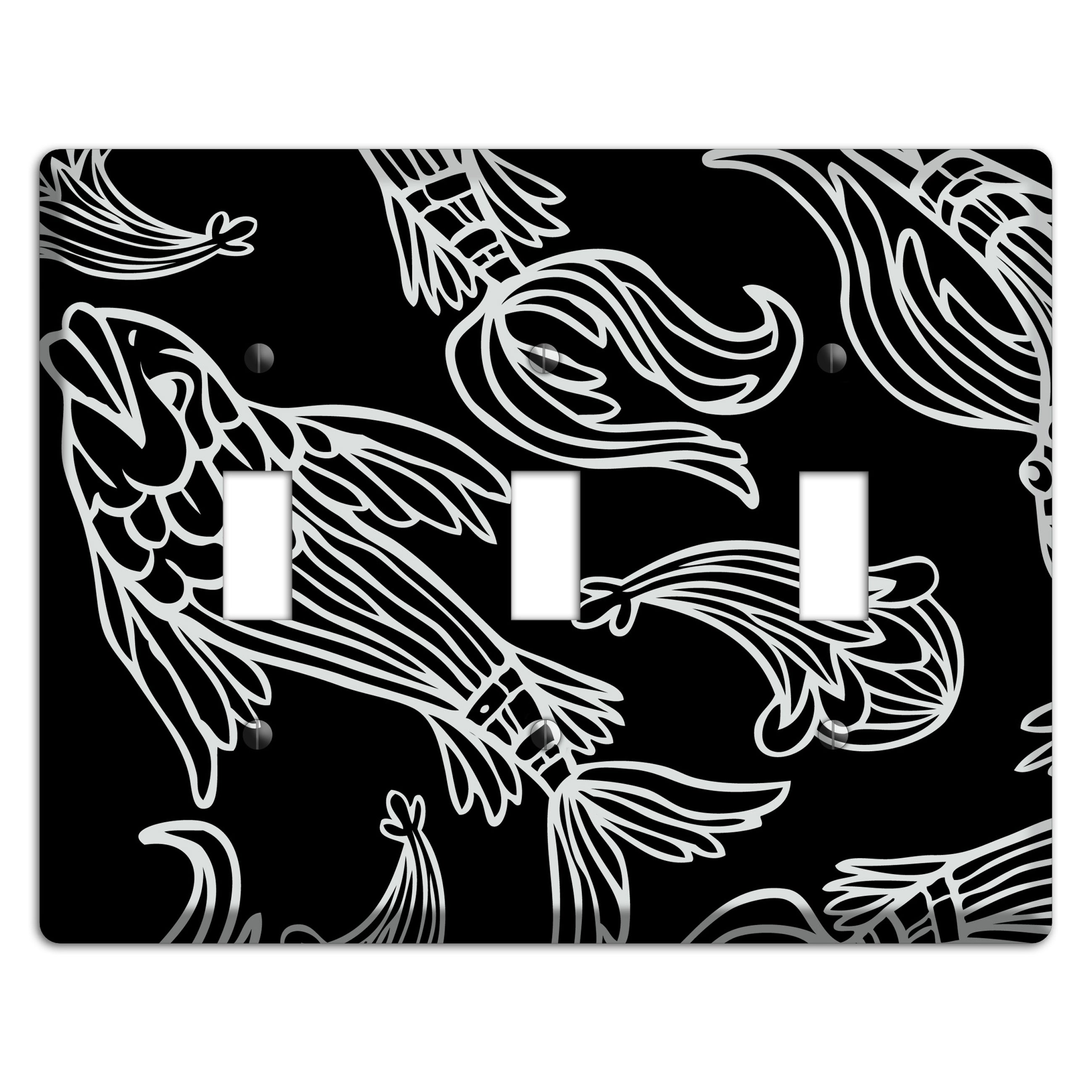 Black and White Koi 3 Toggle Wallplate