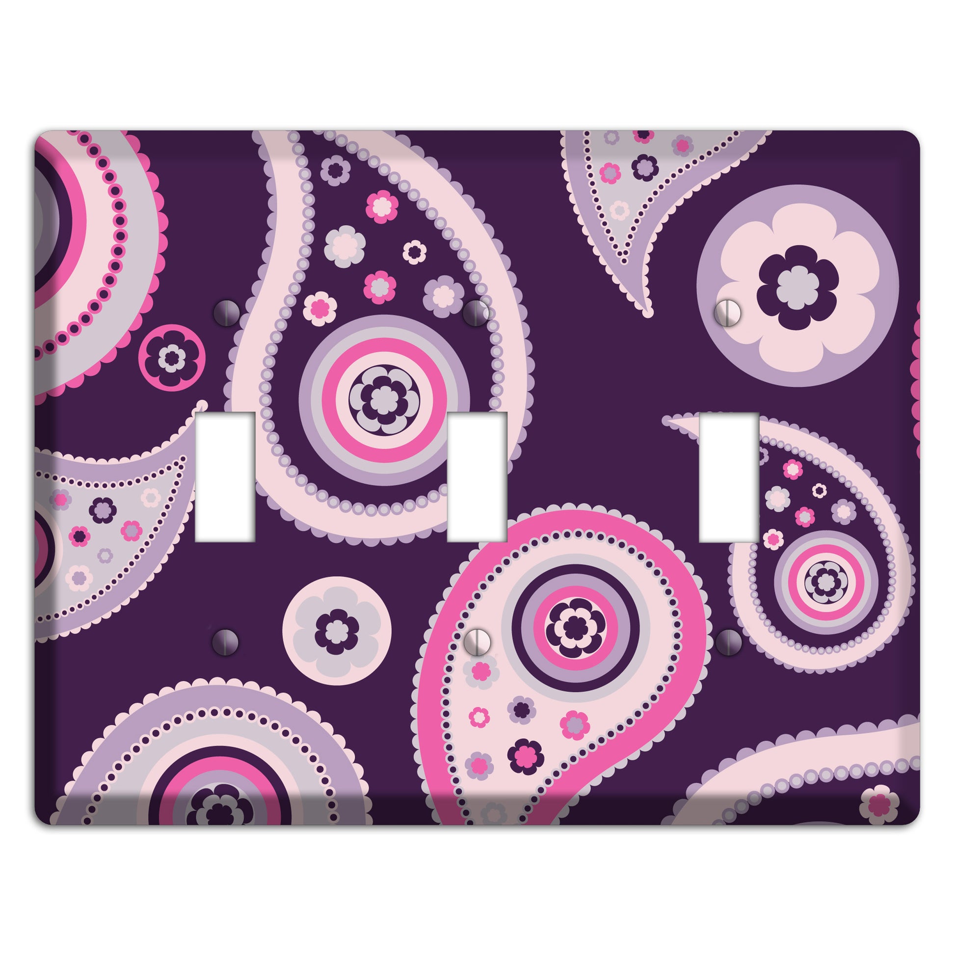 Purple Paisley 3 Toggle Wallplate
