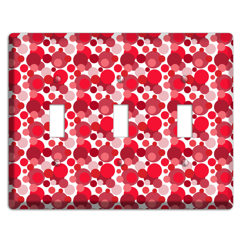Multi Red Bubble Dots 3 Toggle Wallplate