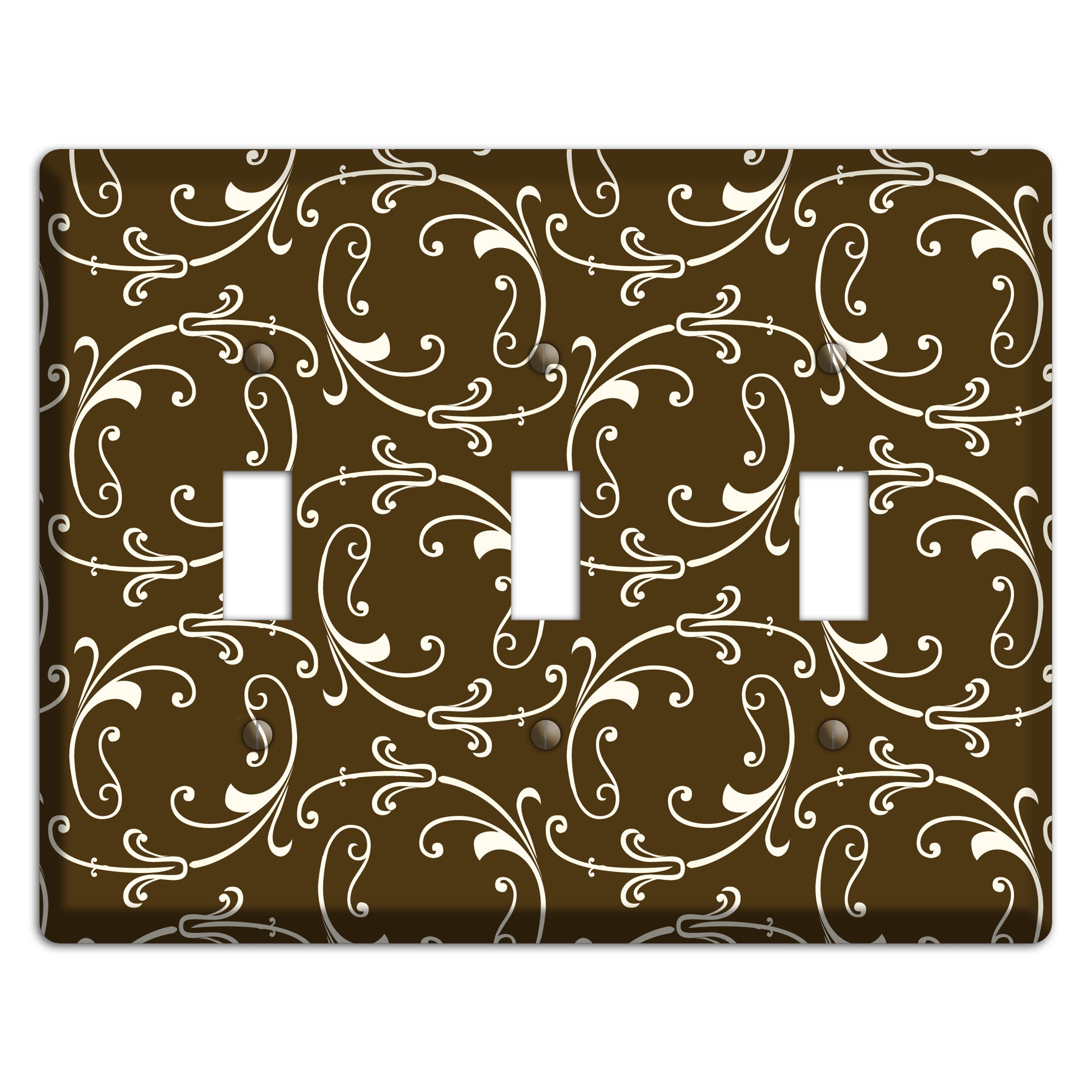 Brown Victorian Sprig 3 Toggle Wallplate