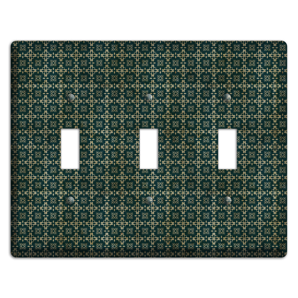 Dark Green Grunge Arabesque 3 Toggle Wallplate