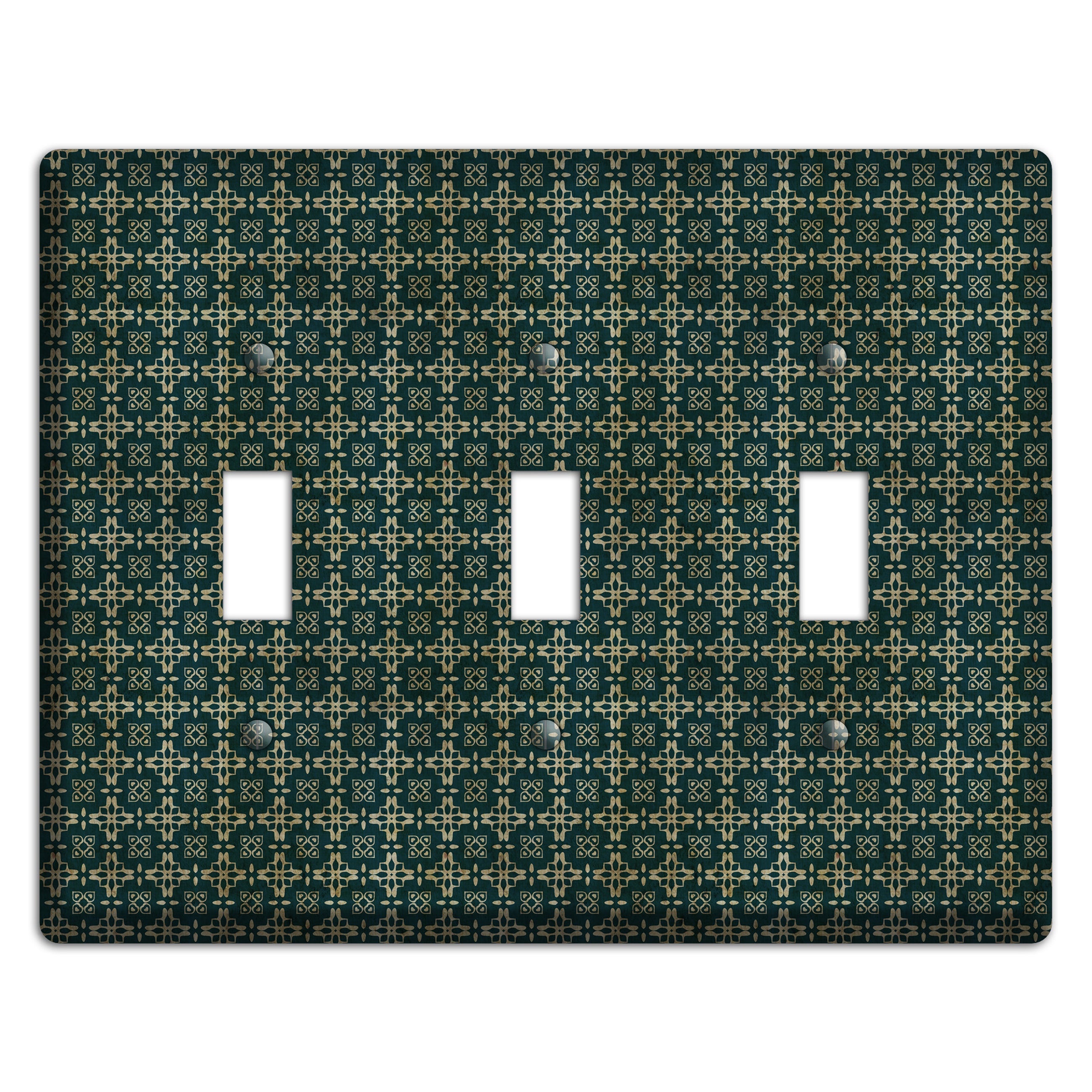 Dark Green Grunge Arabesque 3 Toggle Wallplate