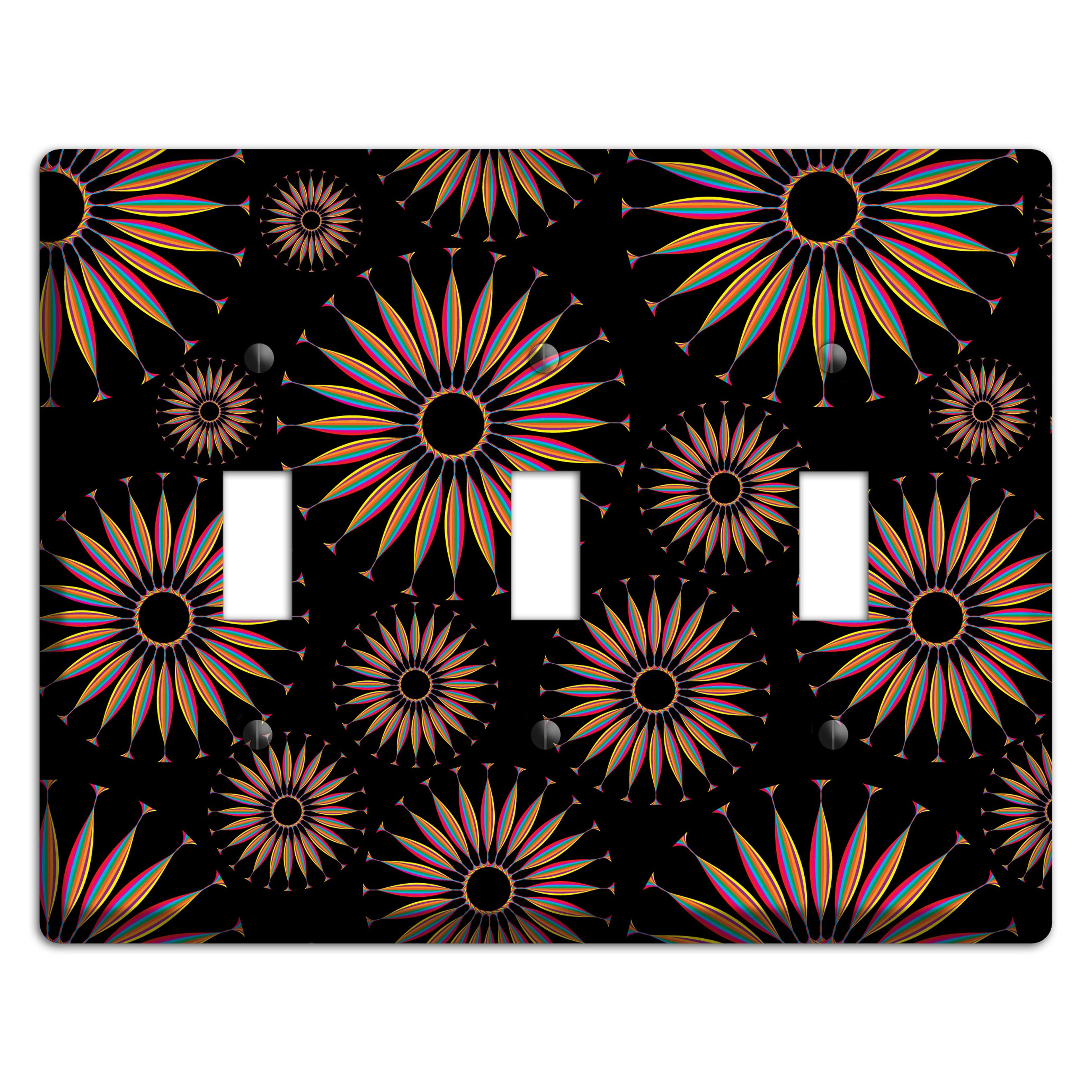Black with Multi Suzani 3 Toggle Wallplate