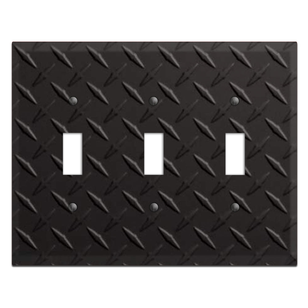 Diamond Tread Matte Black 3 Toggle Wallplate