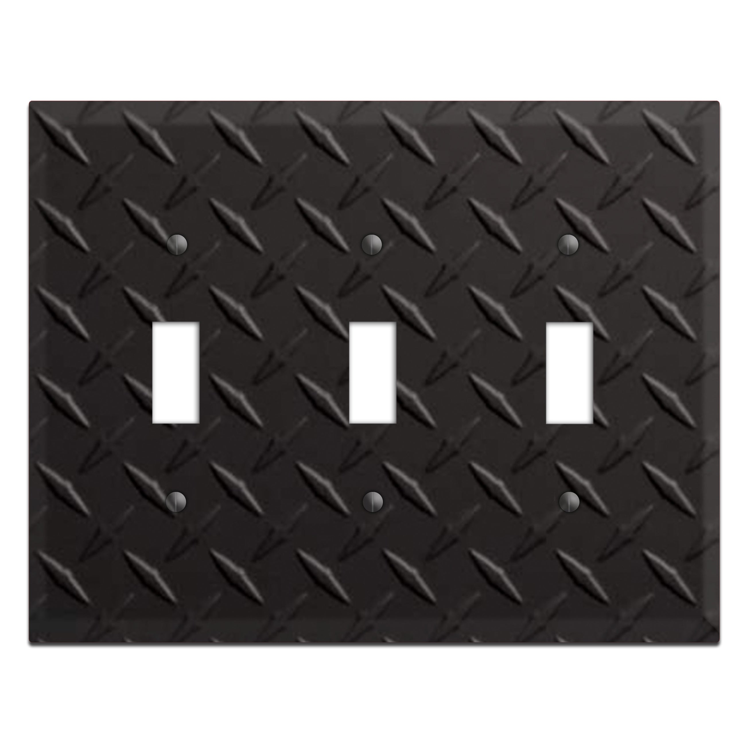 Diamond Tread Matte Black 3 Toggle Wallplate