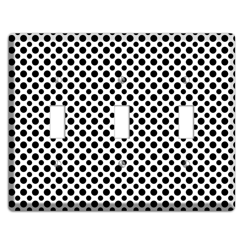 White with Black Multi Small Polka Dots 3 Toggle Wallplate