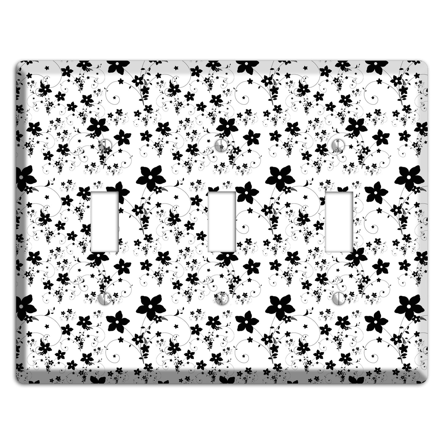 Black and White Flowers 3 Toggle Wallplate