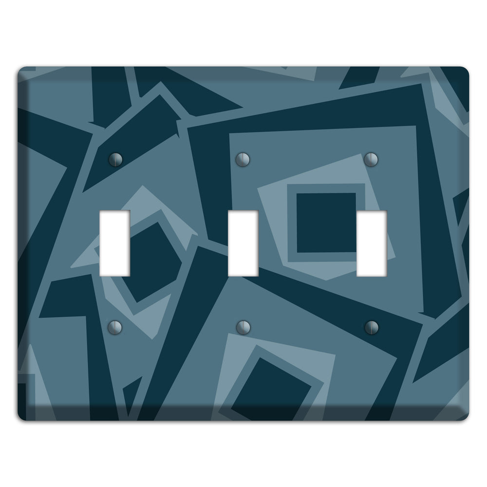 Blue-grey Retro Cubist 3 Toggle Wallplate