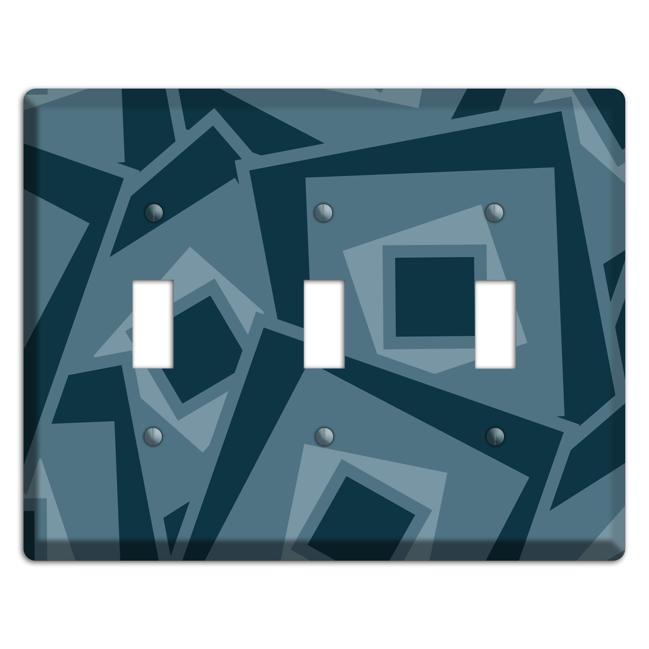 Blue-grey Retro Cubist 3 Toggle Wallplate