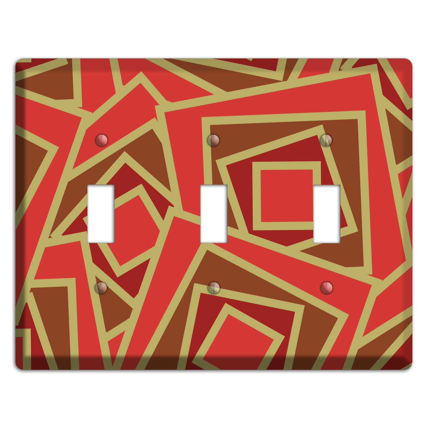 Red and Brown Retro Cubist 3 Toggle Wallplate