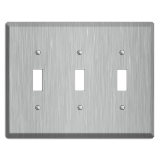 Brushed Stainless Steel 3 Toggle Wallplate