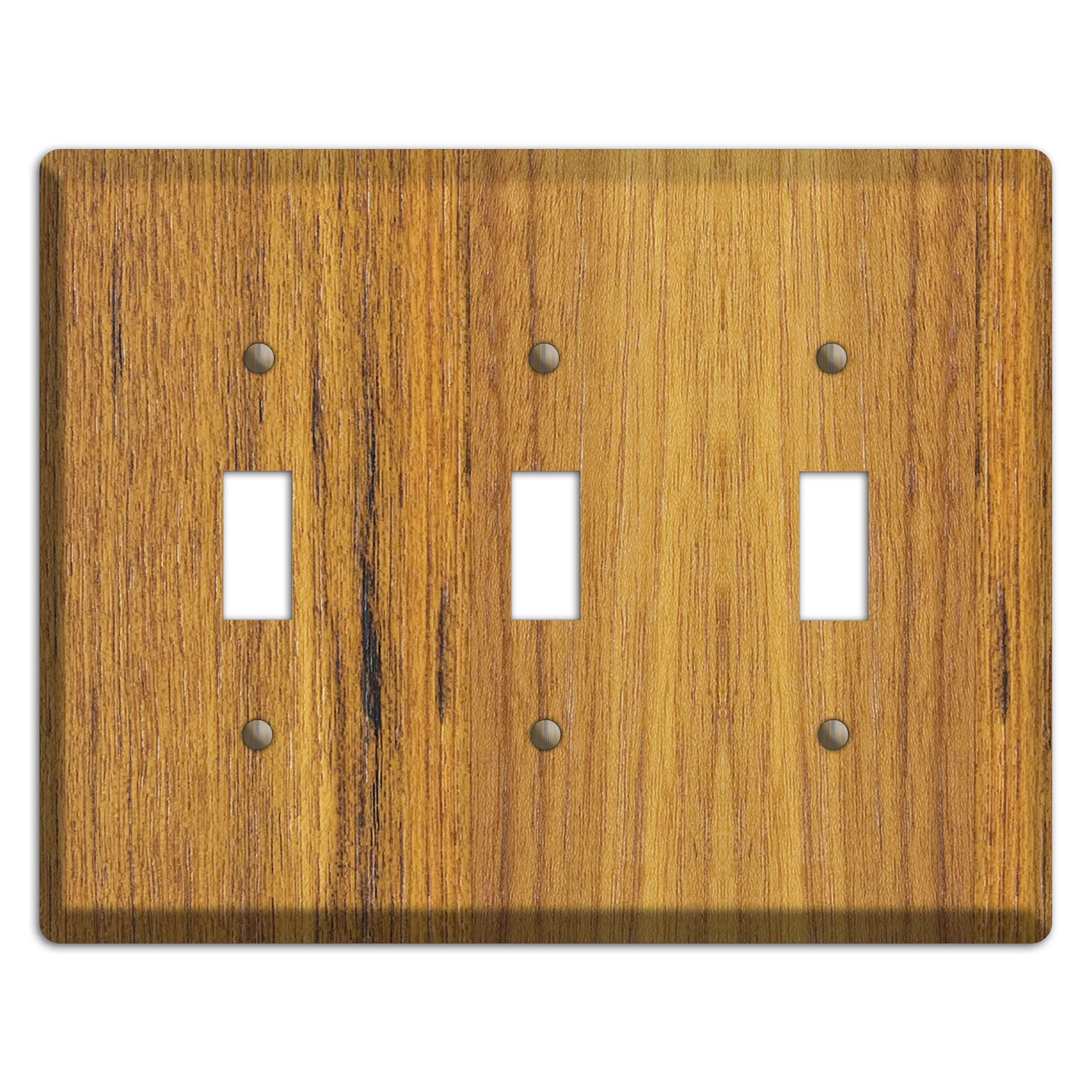 Teak Wood Triple Toggle Switchplate