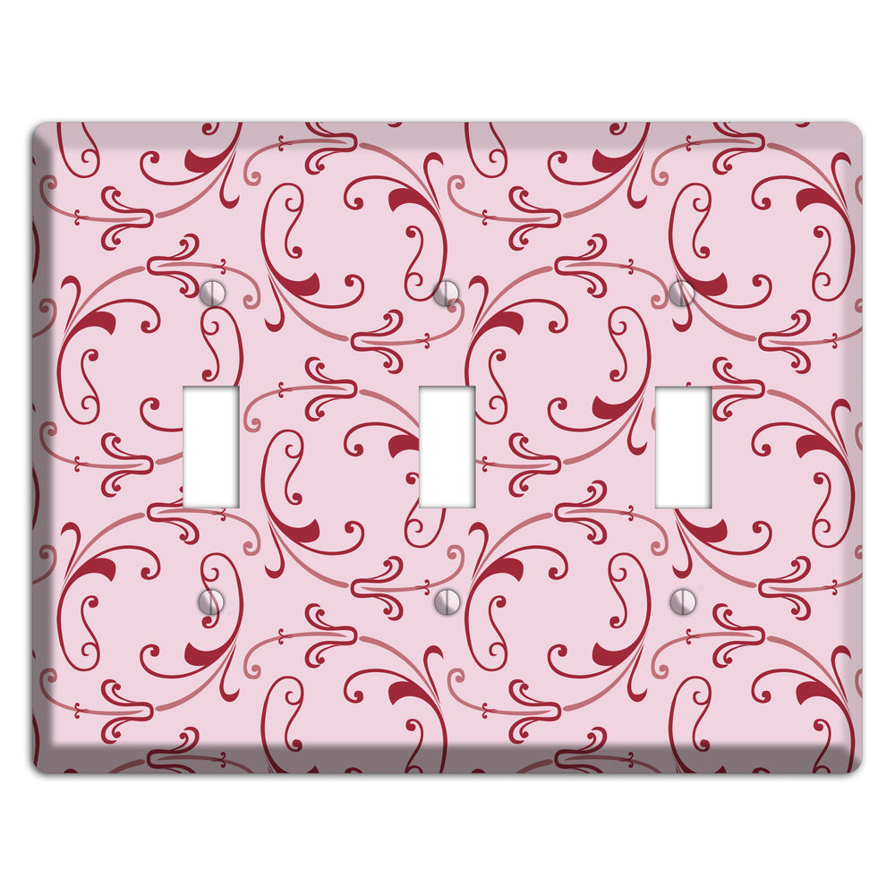 Pink Victorian Sprig 3 Toggle Wallplate