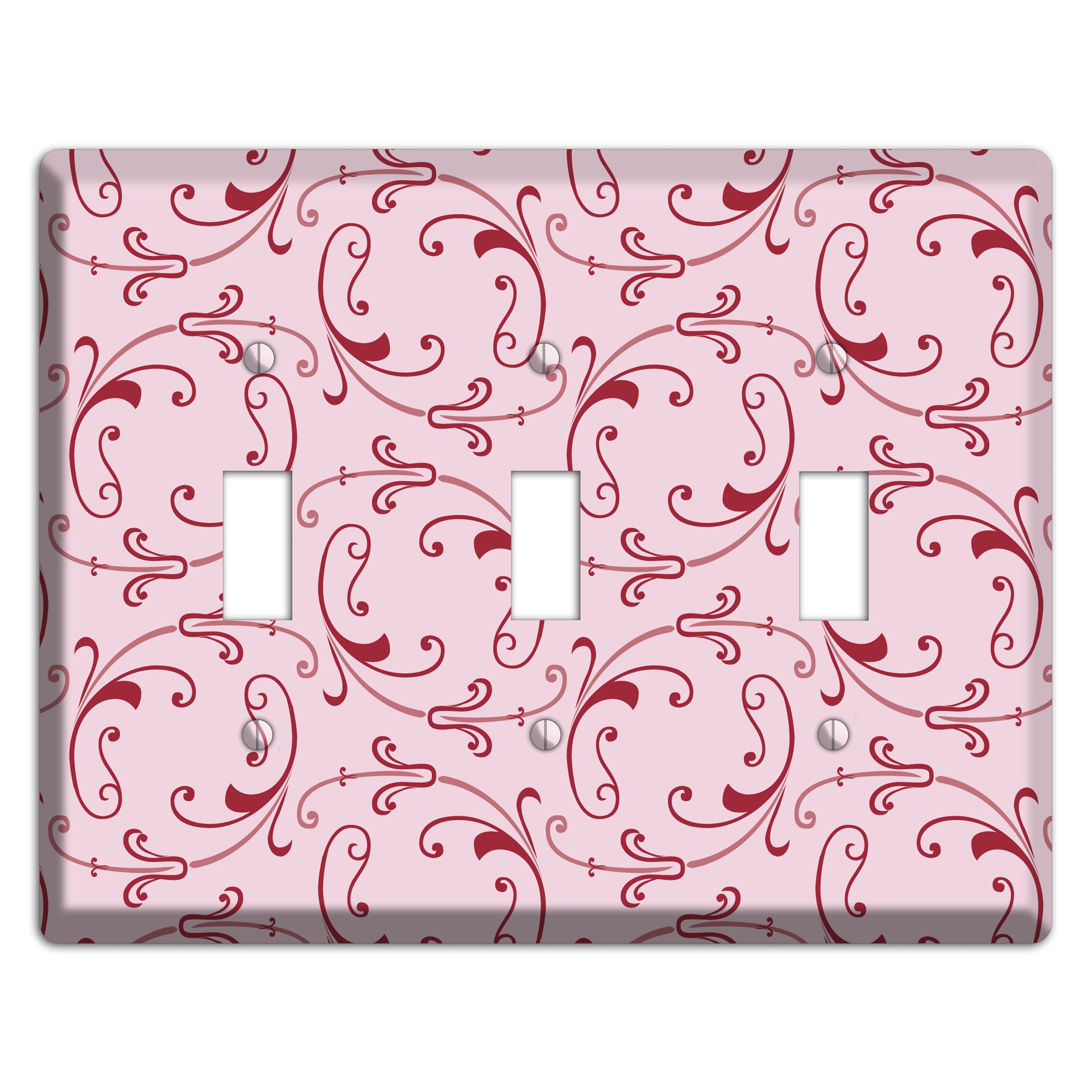 Pink Victorian Sprig 3 Toggle Wallplate