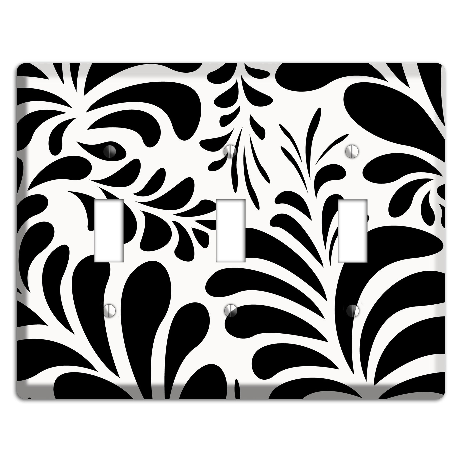 White with Black Herati 3 Toggle Wallplate
