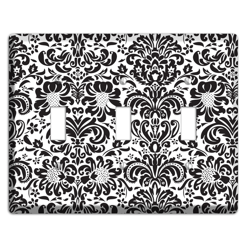 White with Black Toile 3 Toggle Wallplate