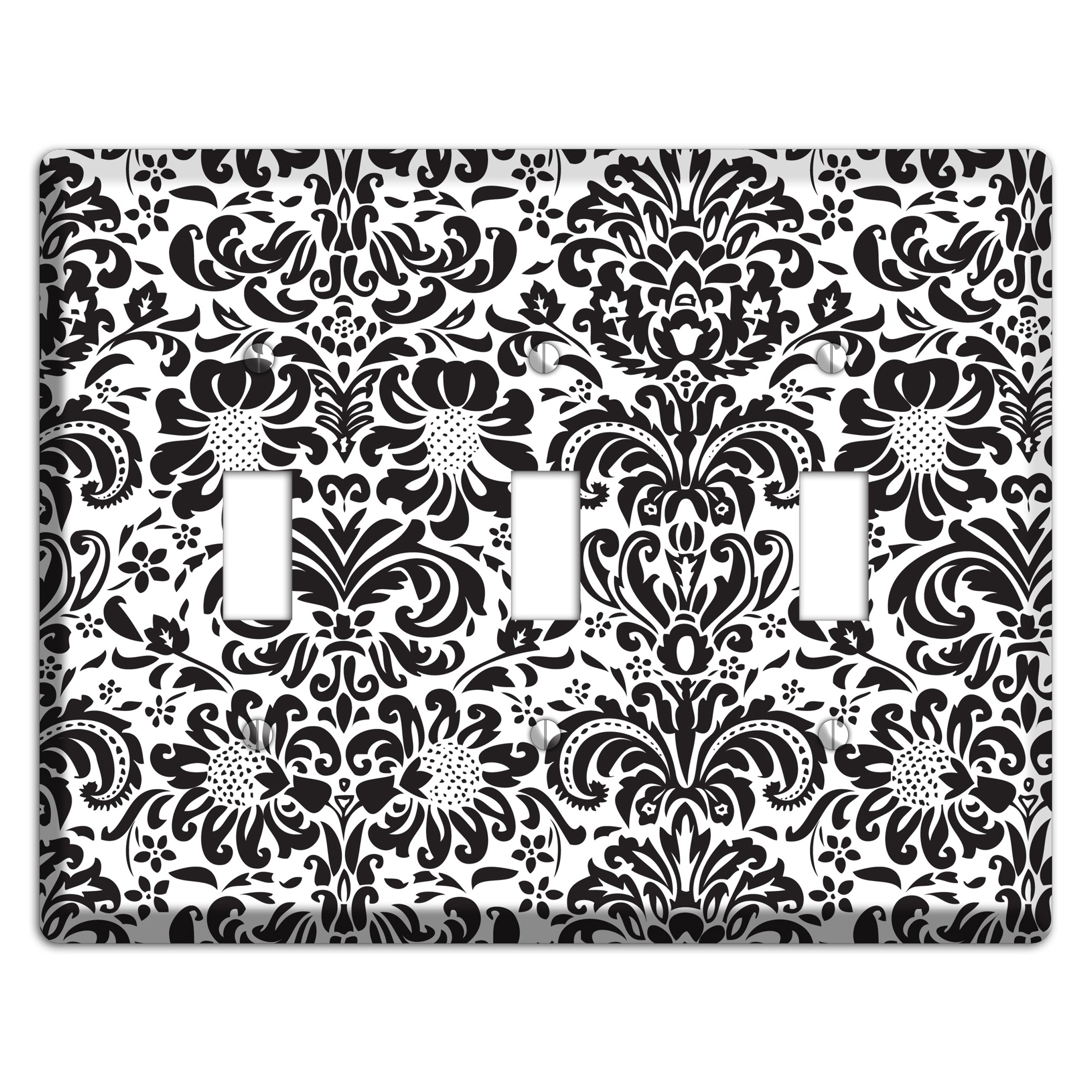 White with Black Toile 3 Toggle Wallplate