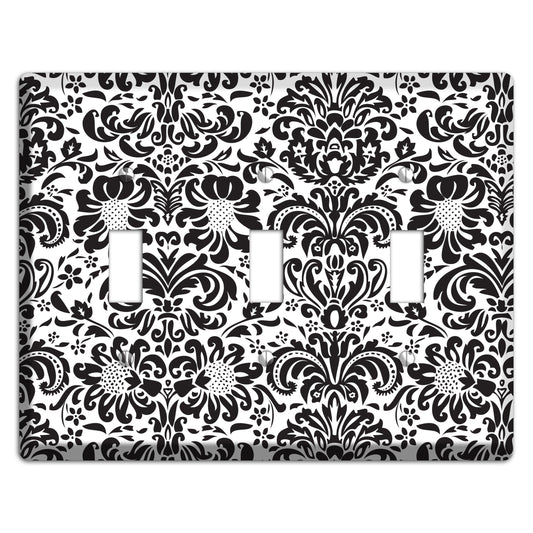 White with Black Toile 3 Toggle Wallplate