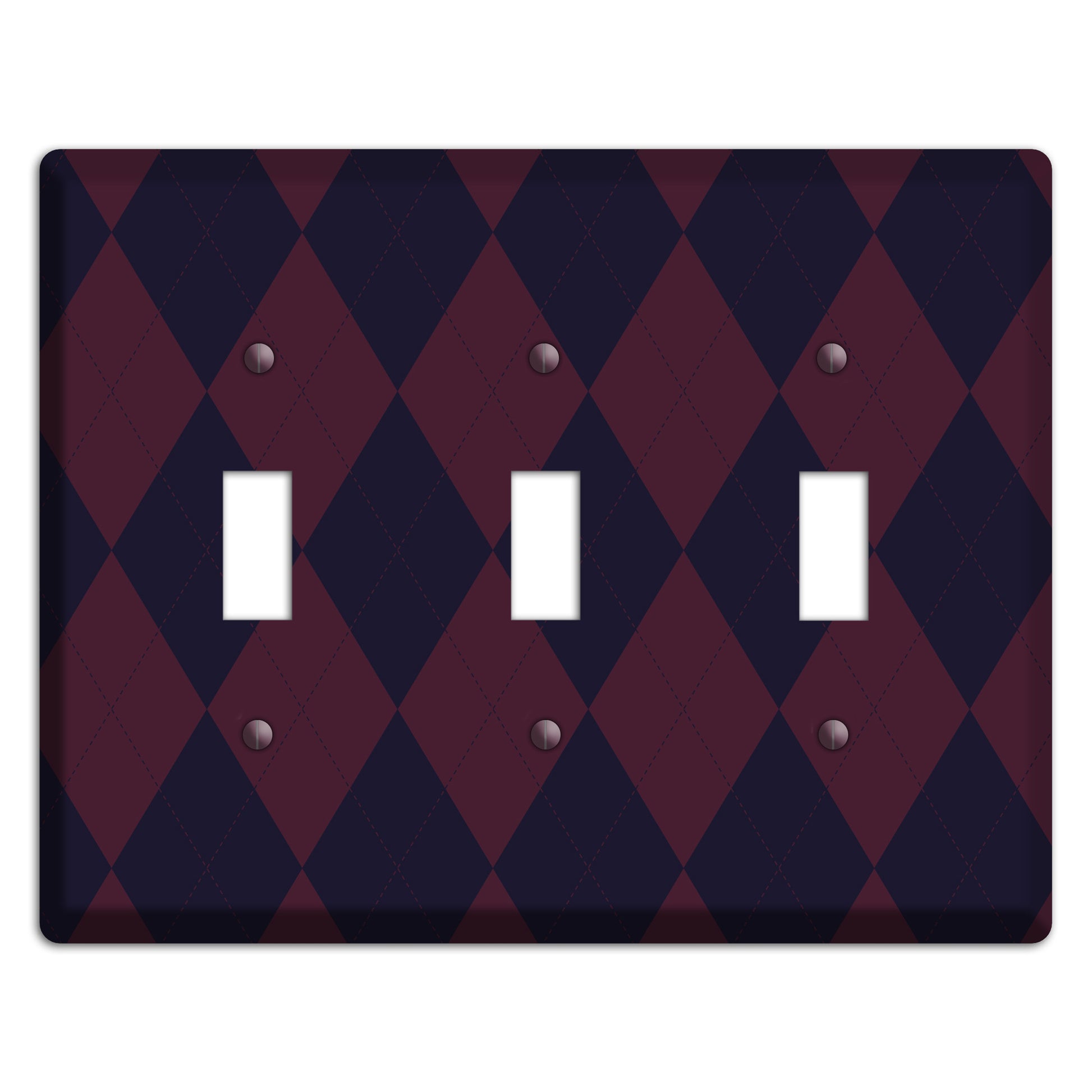 Dark Purple Argyle 3 Toggle Wallplate