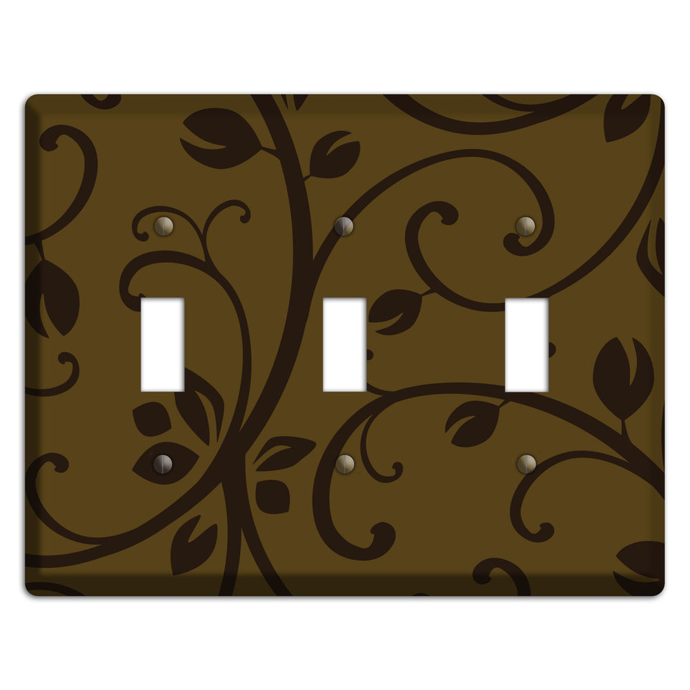 Brown Bud Sprig 3 Toggle Wallplate