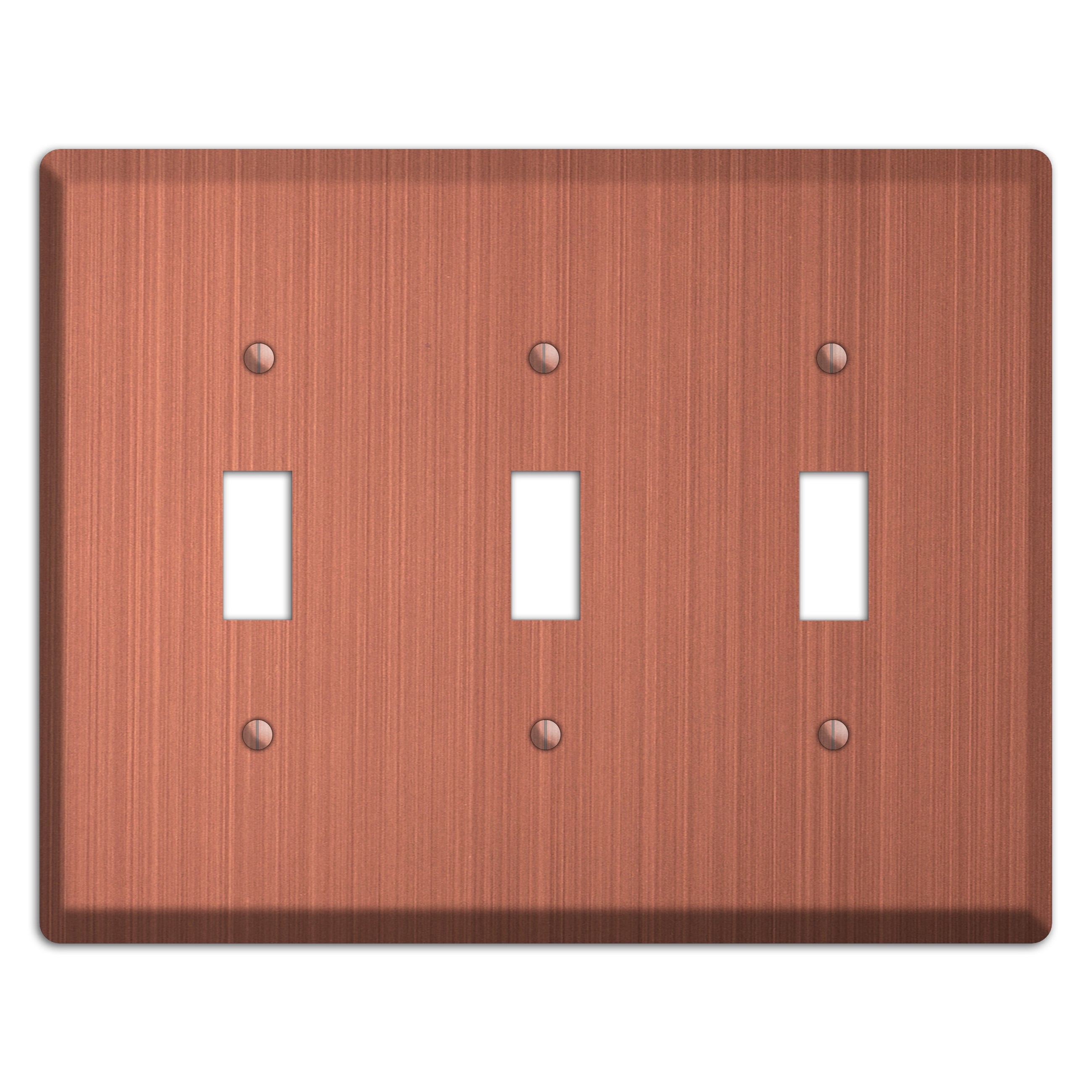 Antique Brushed Solid Copper 3 Toggle Wallplate
