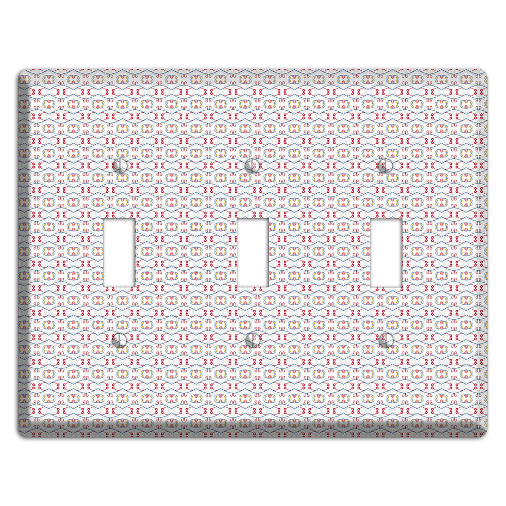 White with Red Tapestry Contour 3 Toggle Wallplate