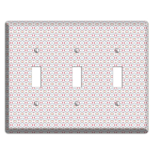 White with Red Tapestry Contour 3 Toggle Wallplate