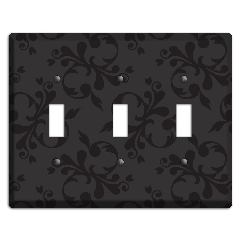 Black Victorian Toile 3 Toggle Wallplate
