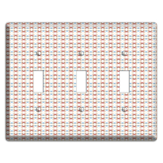 Off White with Red Blue Retro Tapestry 3 Toggle Wallplate