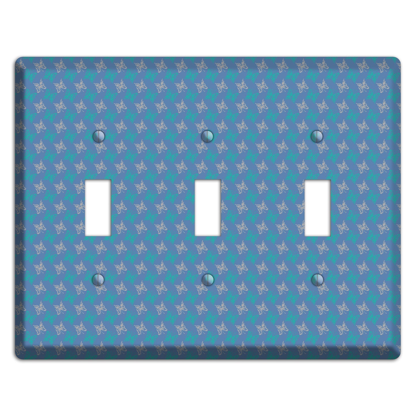 Blue with White and Turquoise Butterflies 3 Toggle Wallplate