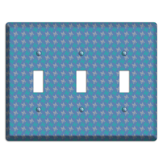 Blue with White and Turquoise Butterflies 3 Toggle Wallplate