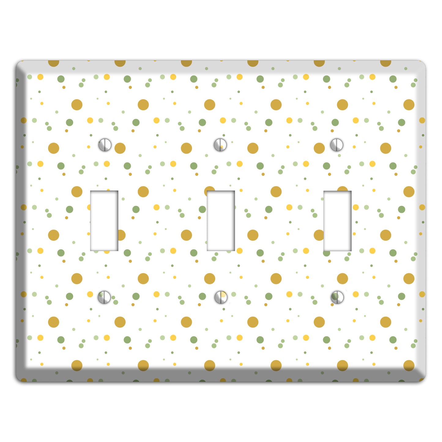 White with Multi Olive Tiny Dots 3 Toggle Wallplate