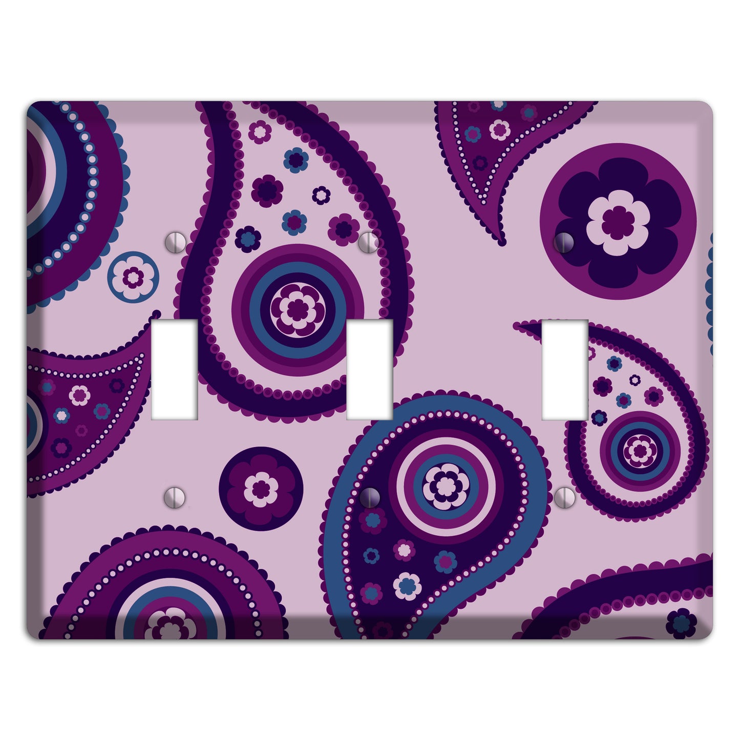 Light Purple Pailsey 3 Toggle Wallplate