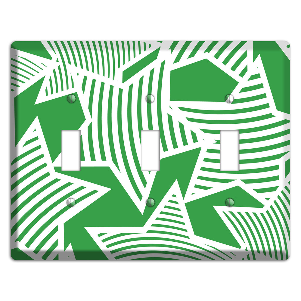 Green with Large White Stars 3 Toggle Wallplate