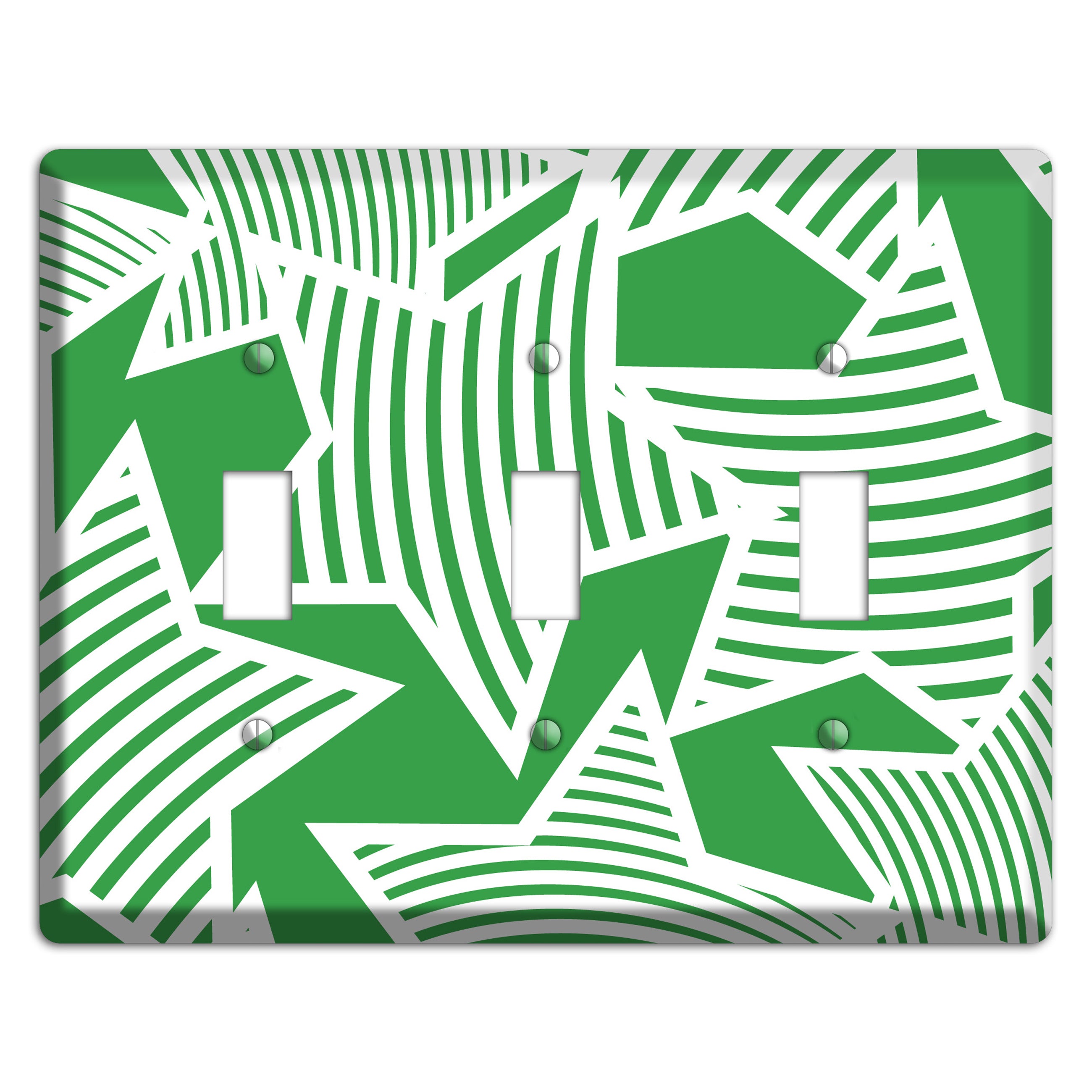 Green with Large White Stars 3 Toggle Wallplate