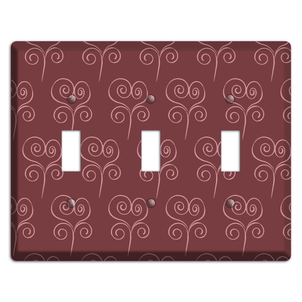 Maroon Scroll Heart 3 Toggle Wallplate