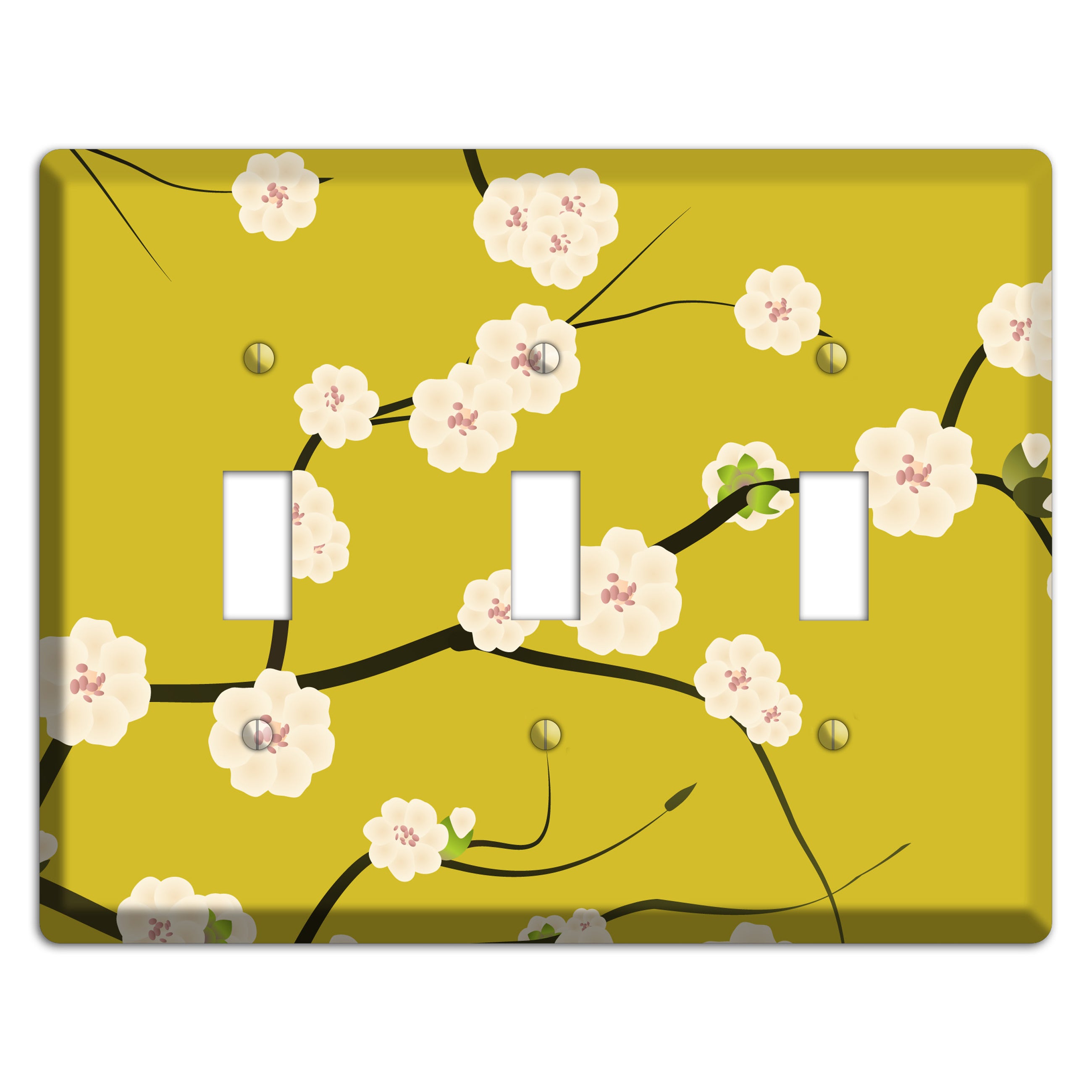 Yellow Chery Blossoms 3 Toggle Wallplate