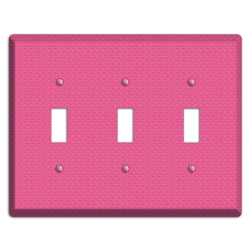Tiny Pink Hearts 3 Toggle Wallplate