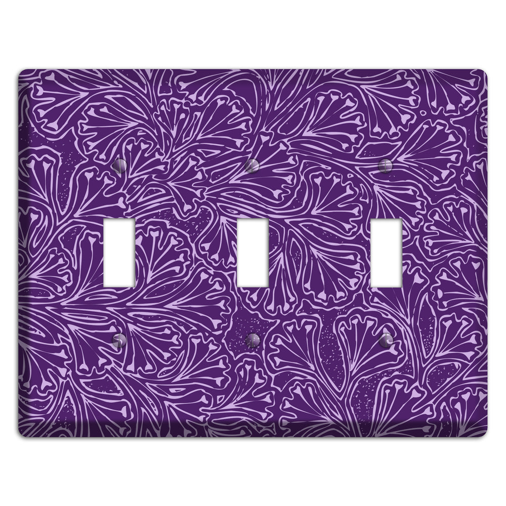 Deco Purple Interlocking Floral 3 Toggle Wallplate