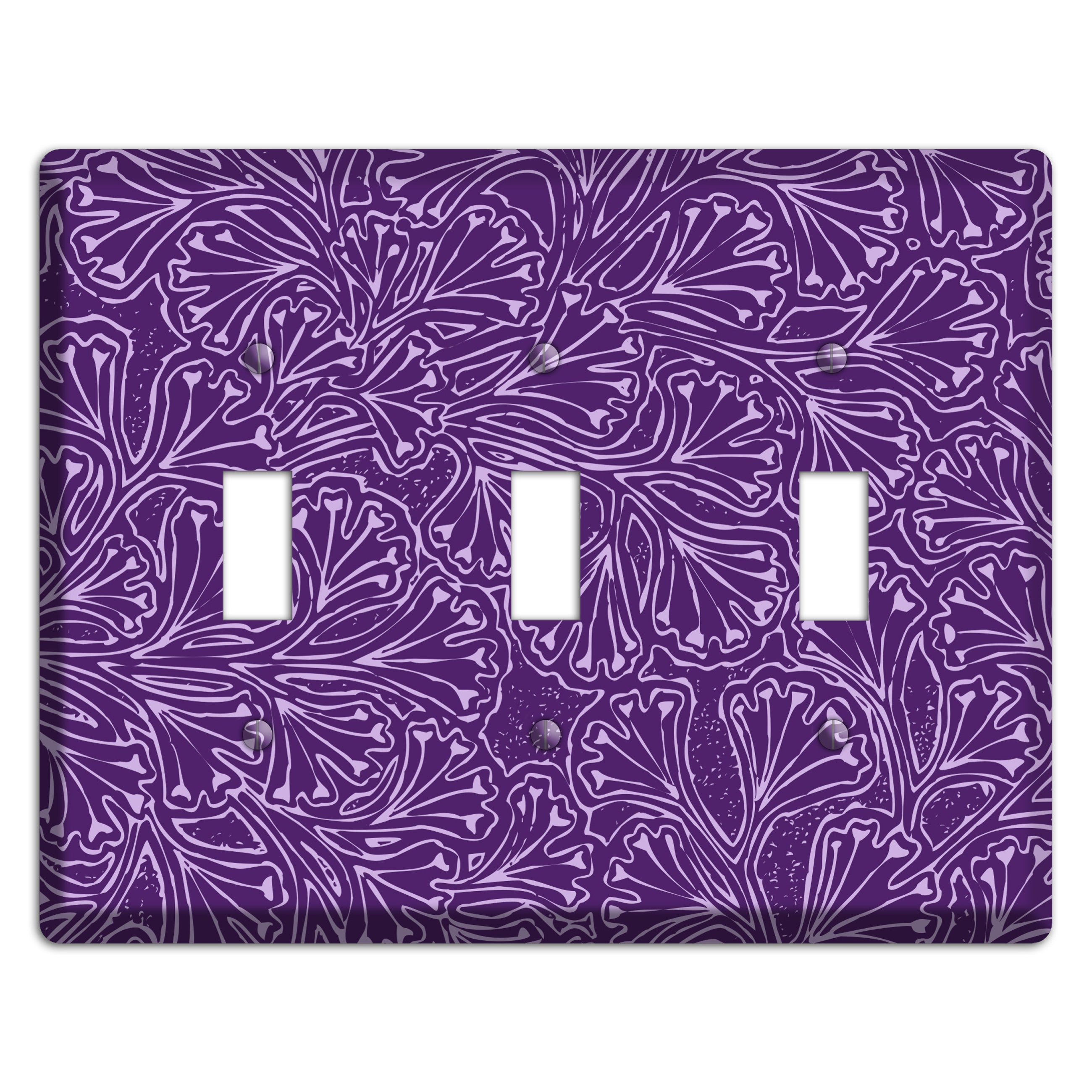 Deco Purple Interlocking Floral 3 Toggle Wallplate