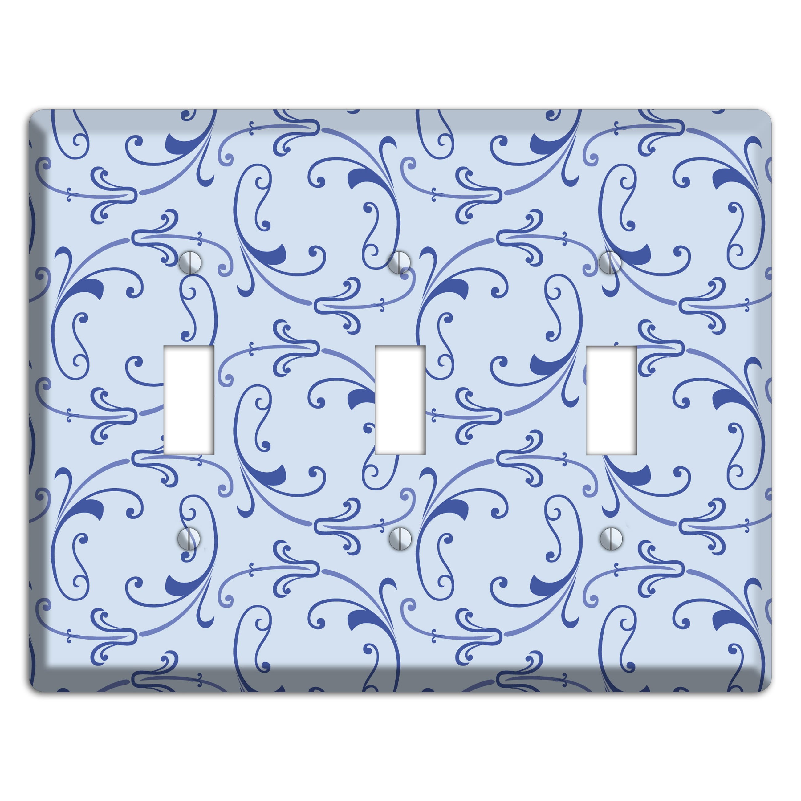 Light Blue Victorian Sprig 3 Toggle Wallplate